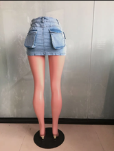 Load image into Gallery viewer, Fashion Pocket Patchwork Denim Skirt
