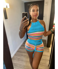 Load image into Gallery viewer, Print Backless Halter Tight Knit Two Piece Set
