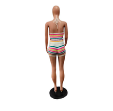 Load image into Gallery viewer, Print Backless Halter Tight Knit Two Piece Set
