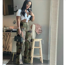 Load image into Gallery viewer, Camouflage Print Holes Straight Pants
