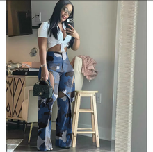 Load image into Gallery viewer, Camouflage Print Holes Straight Pants
