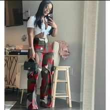 Load image into Gallery viewer, Camouflage Print Holes Straight Pants
