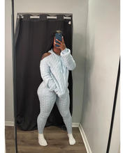 Load image into Gallery viewer, Solid Color Hooded Hollow Out Knit Two Piece Pants Set
