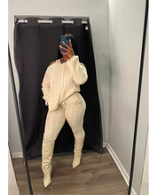 Load image into Gallery viewer, Solid Color Hooded Hollow Out Knit Two Piece Pants Set
