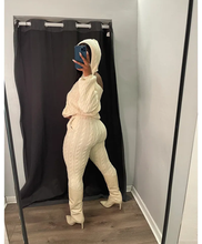 Load image into Gallery viewer, Solid Color Hooded Hollow Out Knit Two Piece Pants Set

