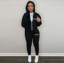 Load image into Gallery viewer, Letter Print Plush Hooded Sweatshirt And Pant Sport Suit
