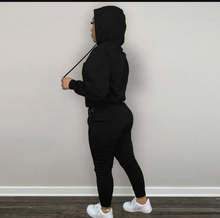 Load image into Gallery viewer, Letter Print Plush Hooded Sweatshirt And Pant Sport Suit
