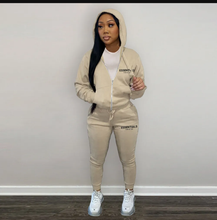 Load image into Gallery viewer, Letter Print Plush Hooded Sweatshirt And Pant Sport Suit
