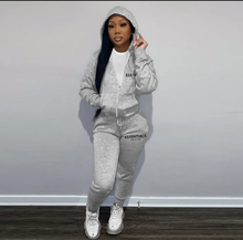 Load image into Gallery viewer, Letter Print Plush Hooded Sweatshirt And Pant Sport Suit
