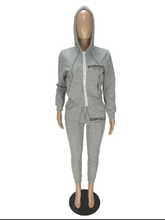 Load image into Gallery viewer, Letter Print Plush Hooded Sweatshirt And Pant Sport Suit
