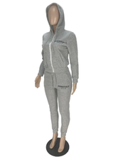 Load image into Gallery viewer, Letter Print Plush Hooded Sweatshirt And Pant Sport Suit
