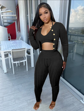 Load image into Gallery viewer, Solid Knit Vest Top+Short Coat+Pants 3 Piece Sets

