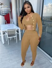 Load image into Gallery viewer, Solid Knit Vest Top+Short Coat+Pants 3 Piece Sets

