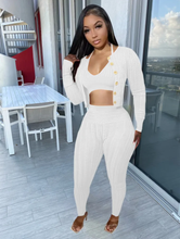 Load image into Gallery viewer, Solid Knit Vest Top+Short Coat+Pants 3 Piece Sets

