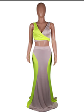 Load image into Gallery viewer, Sexy Contrast Color Crop Top Mermaid Long Skirt Sets
