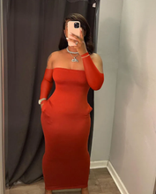 Load image into Gallery viewer, Sexy Solid Off Shoulder Long Sleeve Pocket Maxi Dress
