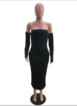 Load image into Gallery viewer, Sexy Solid Off Shoulder Long Sleeve Pocket Maxi Dress
