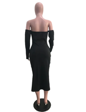 Load image into Gallery viewer, Sexy Solid Off Shoulder Long Sleeve Pocket Maxi Dress
