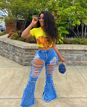 Load image into Gallery viewer, Plus Size 4XL Denim Ripped Hole Flared Jeans
