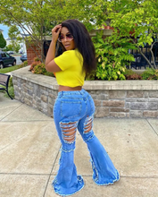 Load image into Gallery viewer, Plus Size 4XL Denim Ripped Hole Flared Jeans
