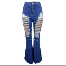 Load image into Gallery viewer, Plus Size 4XL Denim Ripped Hole Flared Jeans
