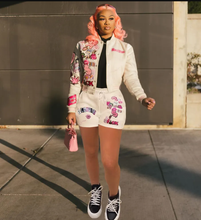 Load image into Gallery viewer, Fashion Print Baseball Coat And Shorts Two Piece Set
