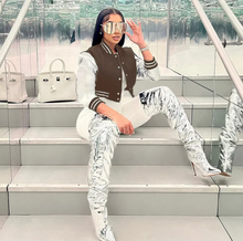 Load image into Gallery viewer, Fashion Letter Embroidery Splicing Slim Baseball Jacket
