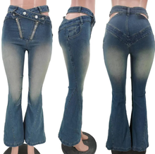 Load image into Gallery viewer, Fashion Zipper Adjustable Lumbar Slim Jeans
