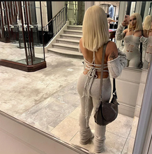 Load image into Gallery viewer, Sexy Backless Strappy Knit Long Sleeve Slim Jumpsuits
