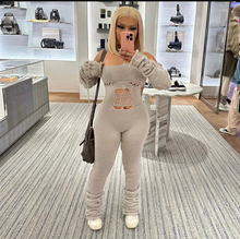 Load image into Gallery viewer, Sexy Backless Strappy Knit Long Sleeve Slim Jumpsuits
