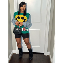 Load image into Gallery viewer, Fashion Knits Patchwork Denim Long Sleeve Sweater Top
