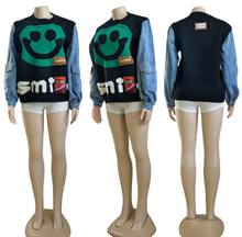 Load image into Gallery viewer, Fashion Knits Patchwork Denim Long Sleeve Sweater Top
