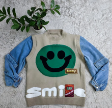 Load image into Gallery viewer, Fashion Knits Patchwork Denim Long Sleeve Sweater Top
