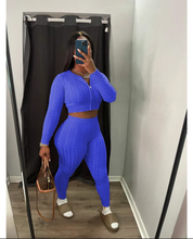 Load image into Gallery viewer, Solid Color Sweater Knit Long Sleeve Two Piece Pants Set
