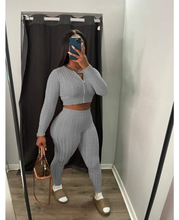 Load image into Gallery viewer, Solid Color Sweater Knit Long Sleeve Two Piece Pants Set
