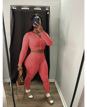 Load image into Gallery viewer, Solid Color Sweater Knit Long Sleeve Two Piece Pants Set
