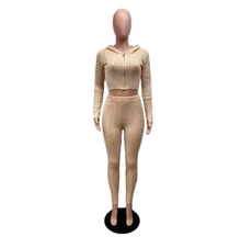 Load image into Gallery viewer, Solid Color Sweater Knit Long Sleeve Two Piece Pants Set
