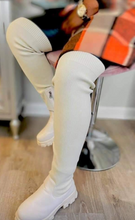 Load image into Gallery viewer, Fashion PU Leather knitted Patchwork Long Boots
