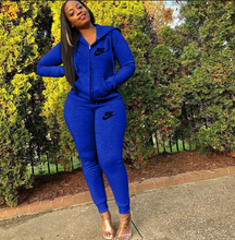 Load image into Gallery viewer, Plus Size Sports Fashion Casual Hood Coat Pants 2 Piece Set

