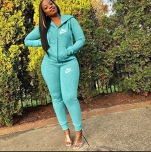 Load image into Gallery viewer, Plus Size Sports Fashion Casual Hood Coat Pants 2 Piece Set
