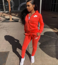Load image into Gallery viewer, Plus Size Sports Fashion Casual Hood Coat Pants 2 Piece Set
