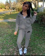 Load image into Gallery viewer, Plus Size Sports Fashion Casual Hood Coat Pants 2 Piece Set
