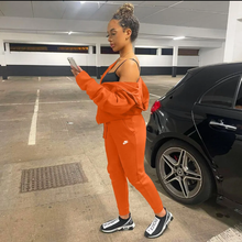 Load image into Gallery viewer, Plus Size Sports Fashion Casual Hood Coat Pants 2 Piece Set
