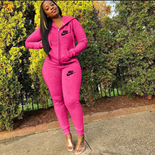 Load image into Gallery viewer, Plus Size Sports Fashion Casual Hood Coat Pants 2 Piece Set
