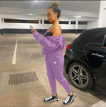 Load image into Gallery viewer, Plus Size Sports Fashion Casual Hood Coat Pants 2 Piece Set
