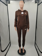 Load image into Gallery viewer, Plus Size Sports Fashion Casual Hood Coat Pants 2 Piece Set
