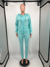 Load image into Gallery viewer, Plus Size Sports Fashion Casual Hood Coat Pants 2 Piece Set
