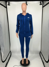 Load image into Gallery viewer, Plus Size Sports Fashion Casual Hood Coat Pants 2 Piece Set
