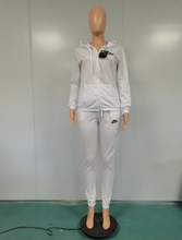 Load image into Gallery viewer, Plus Size Sports Fashion Casual Hood Coat Pants 2 Piece Set
