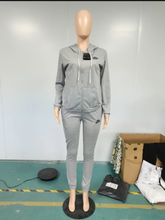 Load image into Gallery viewer, Plus Size Sports Fashion Casual Hood Coat Pants 2 Piece Set
